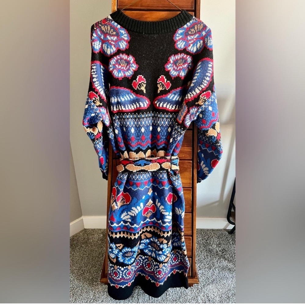 NWT FARM Rio Ainika Jacquard maxi Cardigan Sweater in Ainika Sparkle Black - Picture 4 of 4